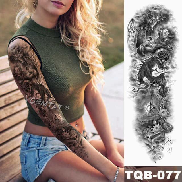 Manchette de Tatouage Temporaire Colorée de Luxe - Design Tigre et Renard
