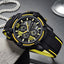 Modern Men's Black Quartz Sports Watch with Silicone Strap