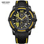 Modern Men's Black Quartz Sports Watch with Silicone Strap