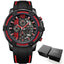 Modern Men's Black Quartz Sports Watch with Silicone Strap