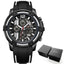 Modern Men's Black Quartz Sports Watch with Silicone Strap