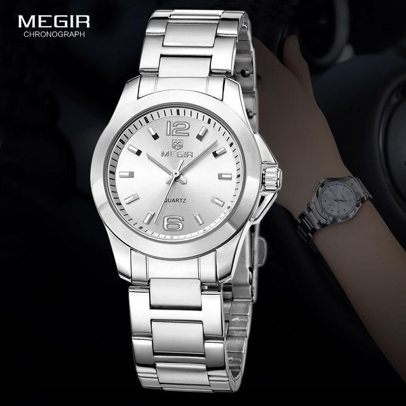 Elegant Silver Round Women's Waterproof Quartz Watch