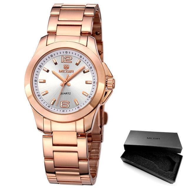 Elegant Silver Round Women's Waterproof Quartz Watch