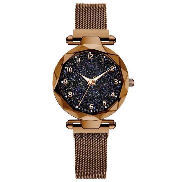 Luxury Simple Women Quartz Magnetic Wristwatch - Starry Sky Design