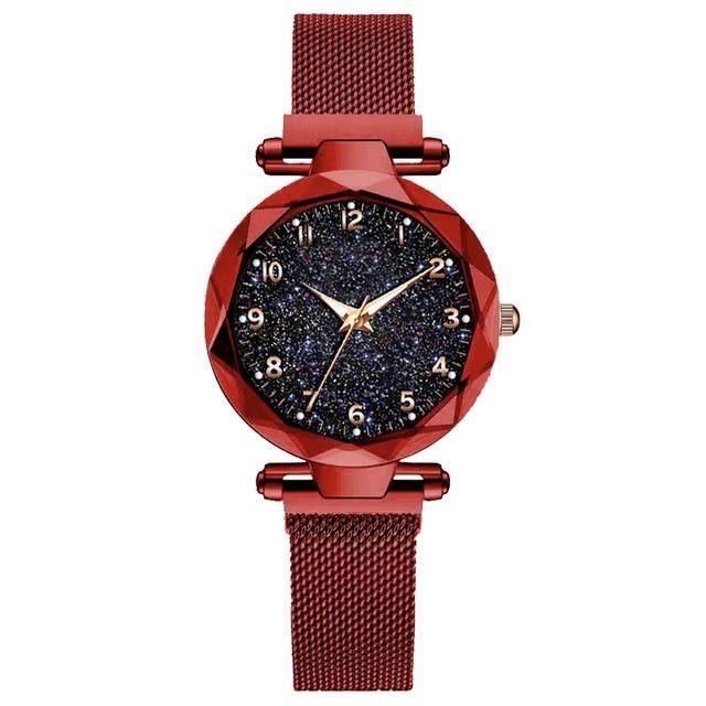 Luxury Simple Women Quartz Magnetic Wristwatch - Starry Sky Design