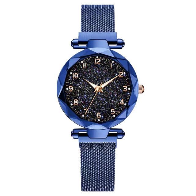 Luxury Simple Women Quartz Magnetic Wristwatch - Starry Sky Design