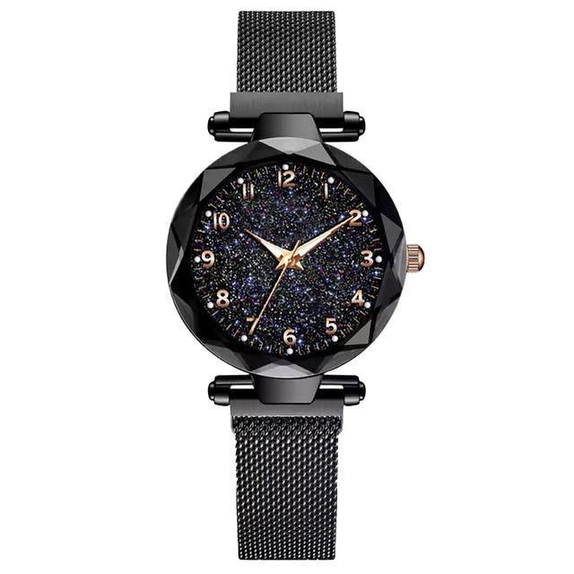 Luxury Simple Women Quartz Magnetic Wristwatch - Starry Sky Design