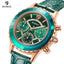 Luxury Green Business Women's Quartz Watch with Leather Strap
