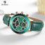 Luxury Green Business Women's Quartz Watch with Leather Strap
