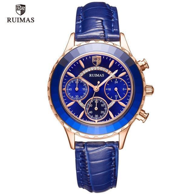 Luxury Green Business Women's Quartz Watch with Leather Strap