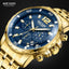 Luxury Men's Gold Quartz Analogue Wristwatch