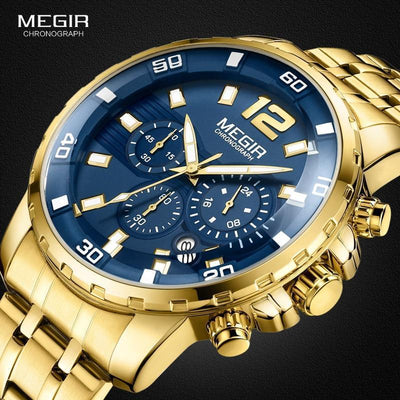 Luxury Men's Gold Quartz Analogue Wristwatch