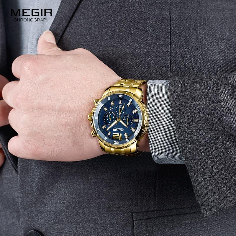 Luxury Men's Gold Quartz Analogue Wristwatch