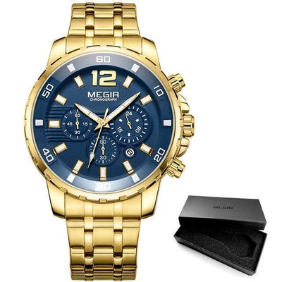 Luxury Men's Gold Quartz Analogue Wristwatch