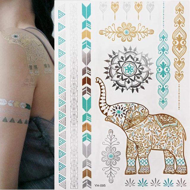 Tatuajes Temporales de Lujo en Metalizado Dorado Impermeables