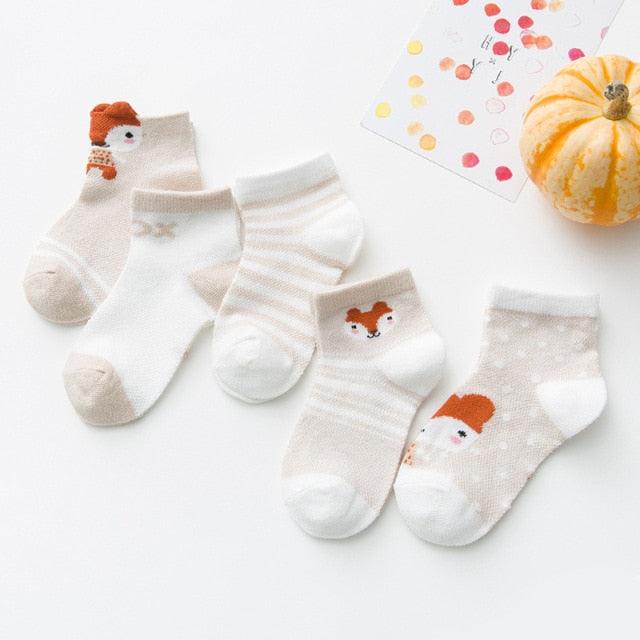 5 Paires de Chaussettes en Coton Mignonnes pour Bébés et Tout-Petits