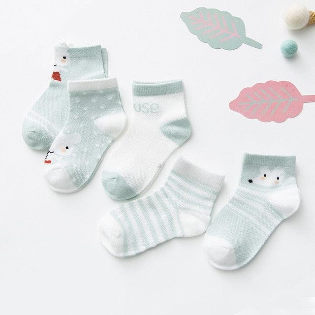 5 Paires de Chaussettes en Coton Mignonnes pour Bébés et Tout-Petits