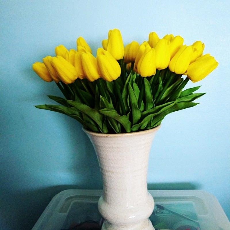 10PCS Real Touch PU Fake Tulips - Elegant Flower Bouquet
