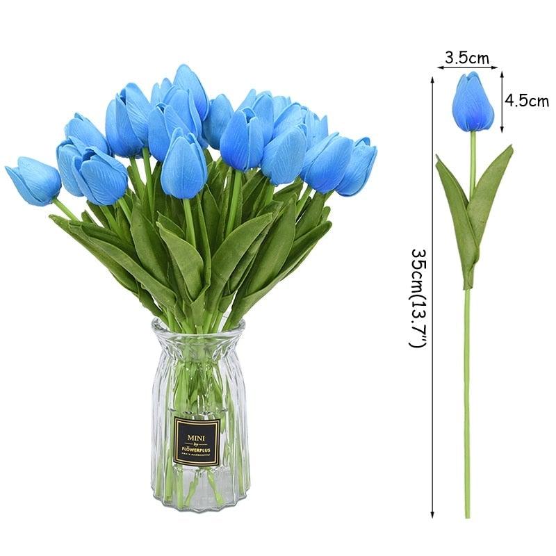 10PCS Real Touch PU Fake Tulips - Elegant Flower Bouquet