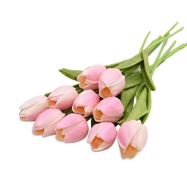 10PCS Real Touch PU Fake Tulips - Elegant Flower Bouquet