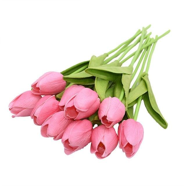 10PCS Real Touch PU Fake Tulips - Elegant Flower Bouquet