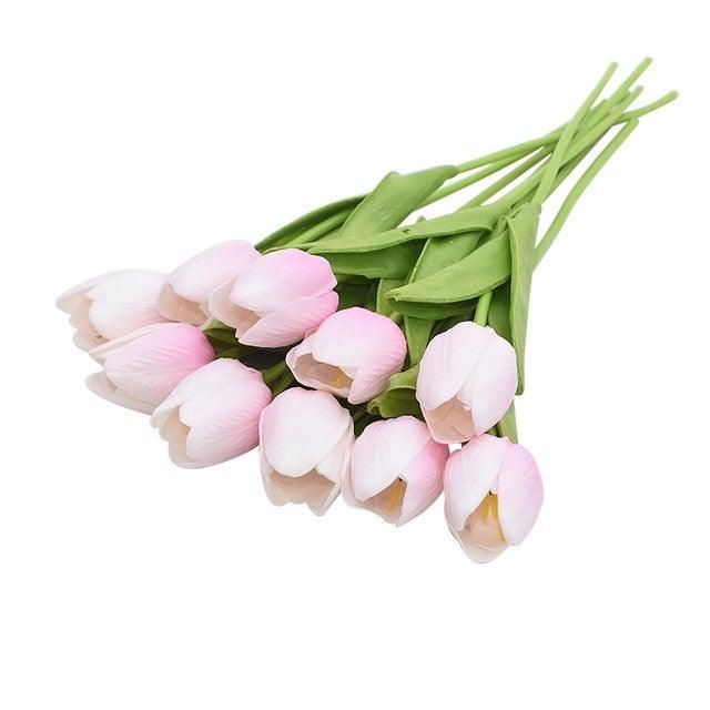 10PCS Real Touch PU Fake Tulips - Elegant Flower Bouquet