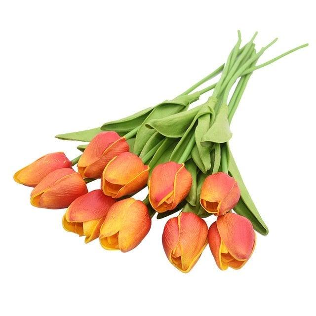10PCS Real Touch PU Fake Tulips - Elegant Flower Bouquet