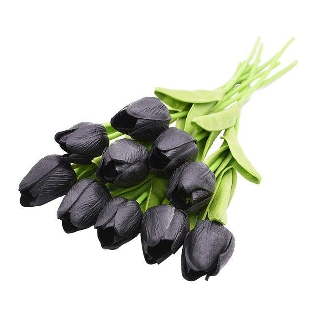 10PCS Real Touch PU Fake Tulips - Elegant Flower Bouquet