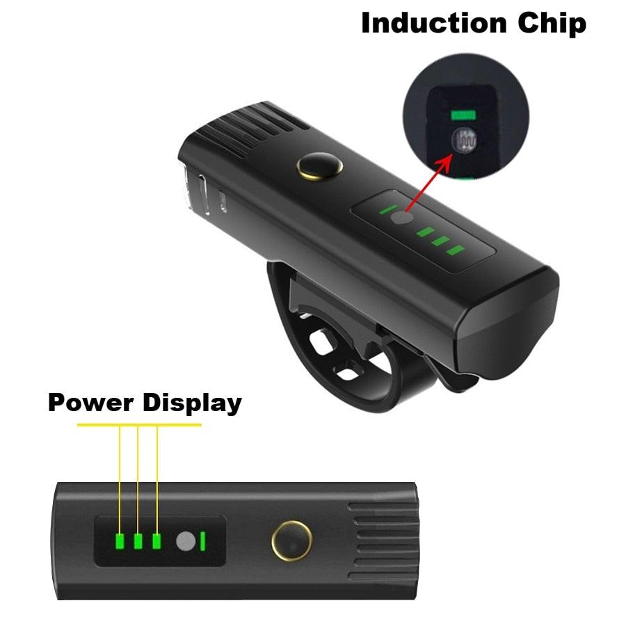 Juego de luces de bicicleta de inducción inteligente - Recargable por USB y resistente al agua