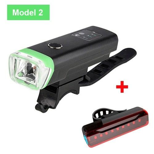 Juego de luces de bicicleta de inducción inteligente - Recargable por USB y resistente al agua