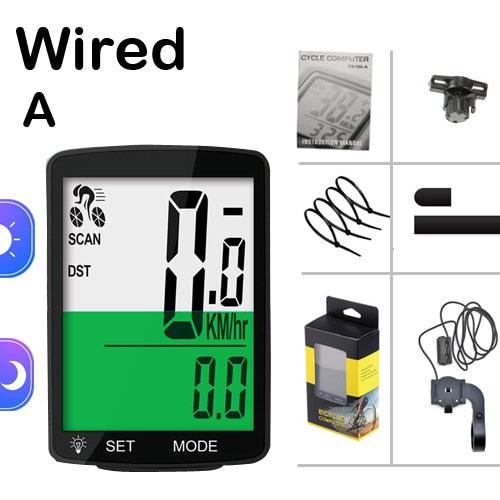 Advanced Waterproof Bicycle Computer - Wireless & Wired Speedometer with LCD Display and 20 Functions - Korvel