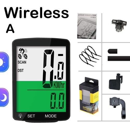 Advanced Waterproof Bicycle Computer - Wireless & Wired Speedometer with LCD Display and 20 Functions - Korvel