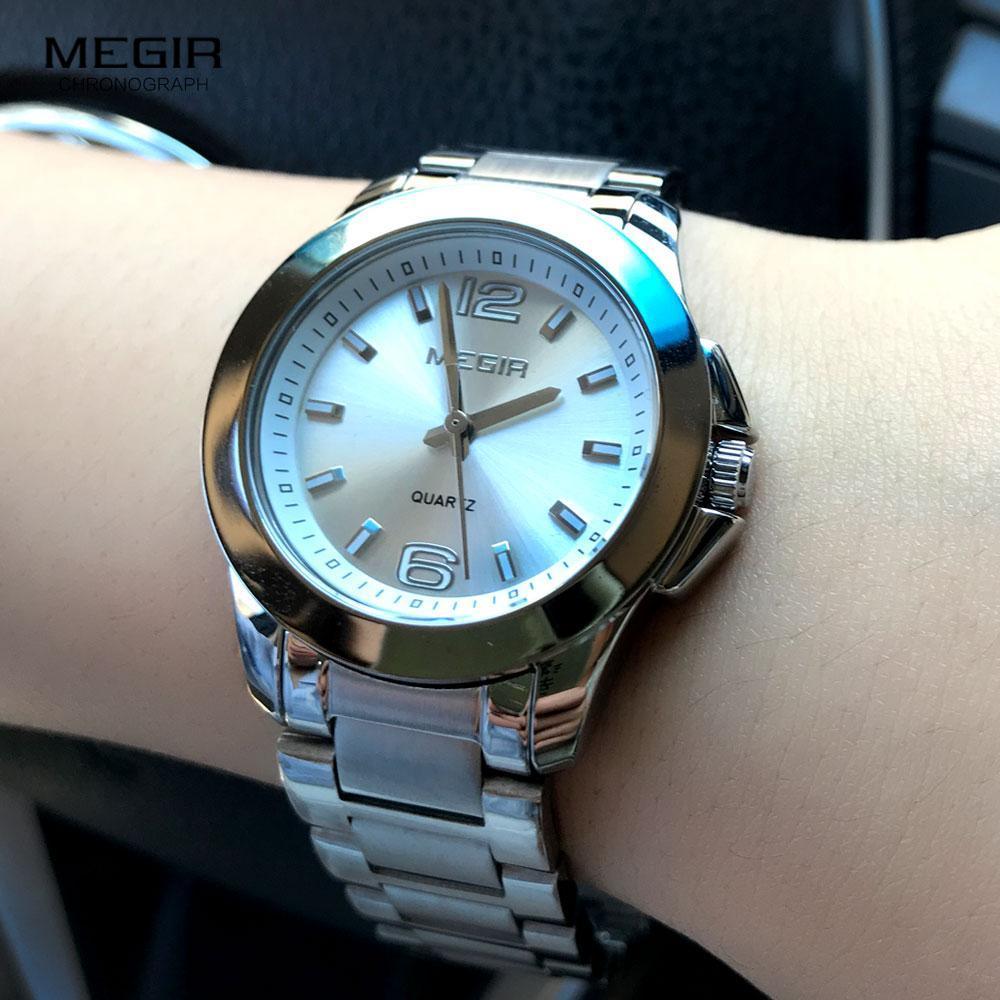 Elegant Silver Round Women's Waterproof Quartz Watch