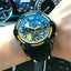 Modern Men's Black Quartz Sports Watch with Silicone Strap