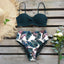 Vintage High Waist Floral Bikini Set for Women - Tummy Control Halter Swimwear - Korvel