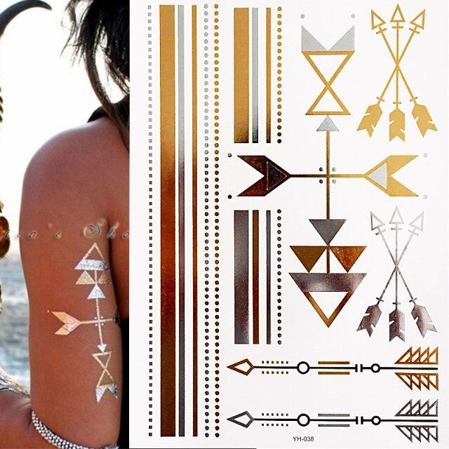 Tatouages temporaires pailletés or et argent - Imperméables et non toxiques