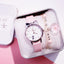 Ensemble de Montres pour Femmes avec Cadran Chat Charmant et Bracelet en Cuir Rose