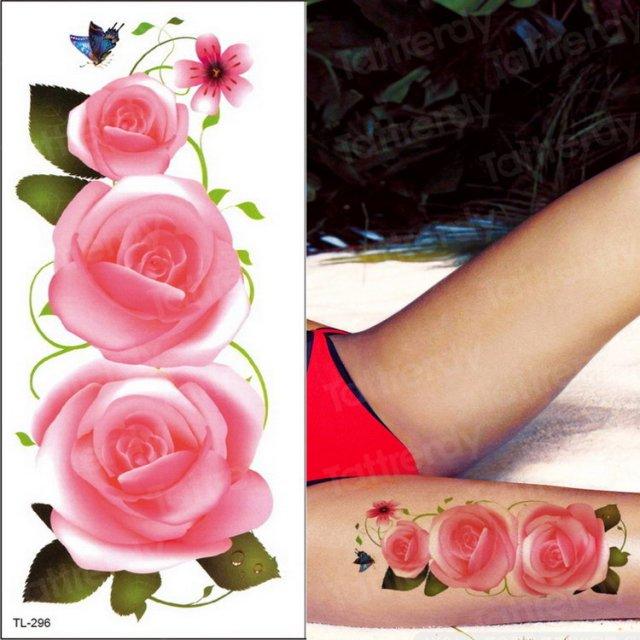Tatouages Temporaires Fleurs 3D Pourpres - Autocollants de Corps de Luxe