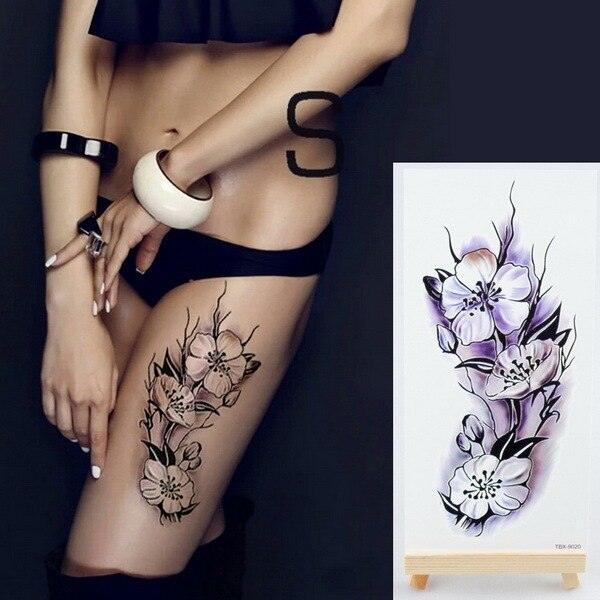 Tatouages Temporaires Fleurs 3D Pourpres - Autocollants de Corps de Luxe