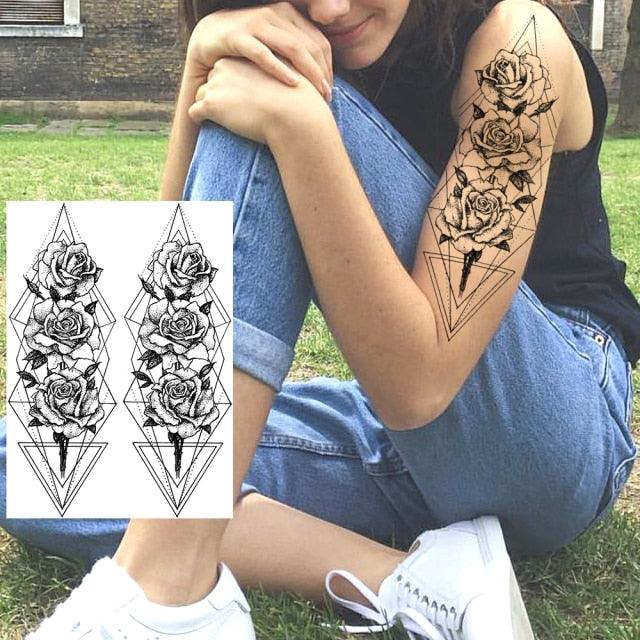 Tatouages Temporaires de Fleurs Réalistes pour Femmes - Art Corporel Imperméable