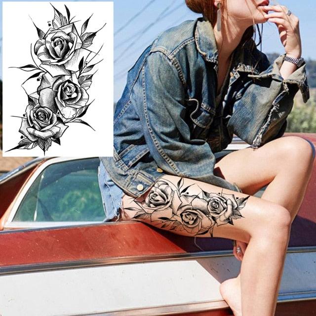 Tatouages Temporaires de Fleurs Réalistes pour Femmes - Art Corporel Imperméable