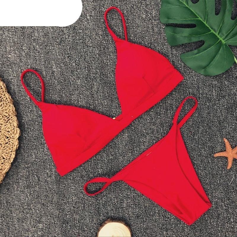 Ensemble de bikini push-up uni pour femmes