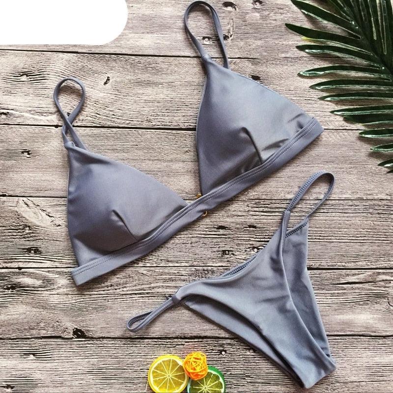 Ensemble de bikini push-up uni pour femmes