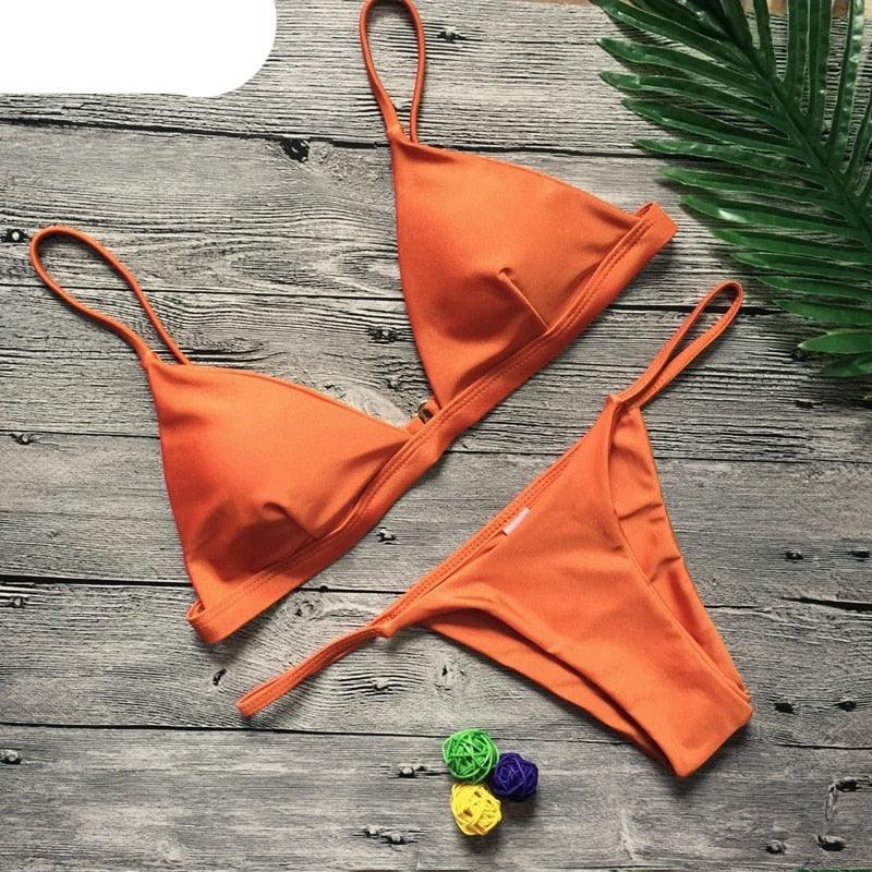 Ensemble de bikini push-up uni pour femmes
