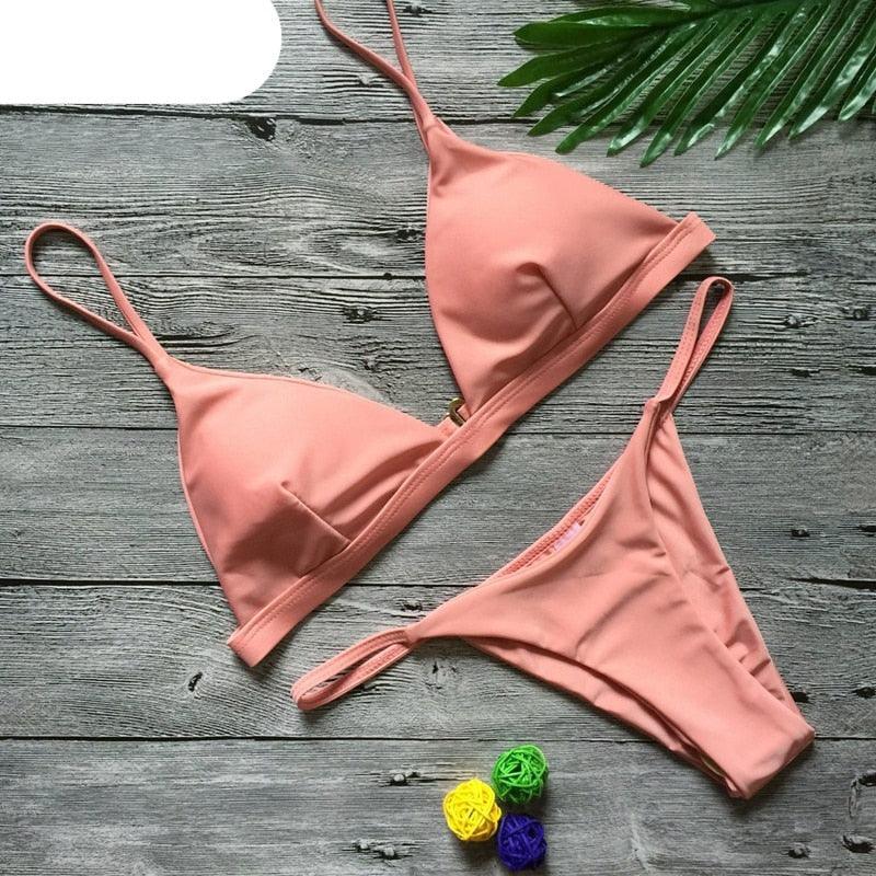 Ensemble de bikini push-up uni pour femmes