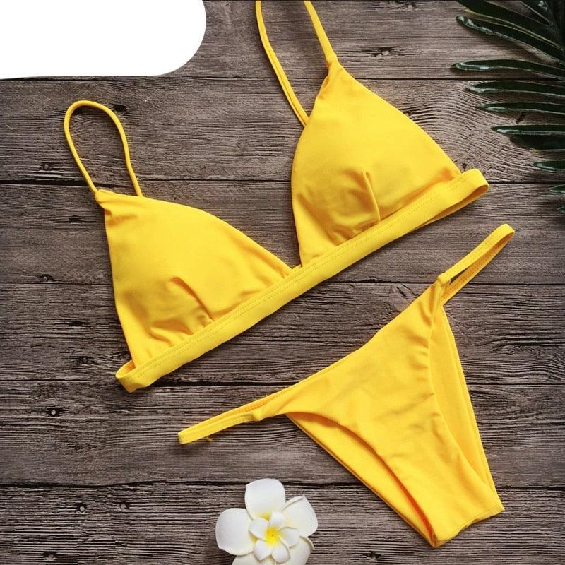 Ensemble de bikini push-up uni pour femmes