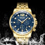 Luxury Men's Gold Quartz Analogue Wristwatch