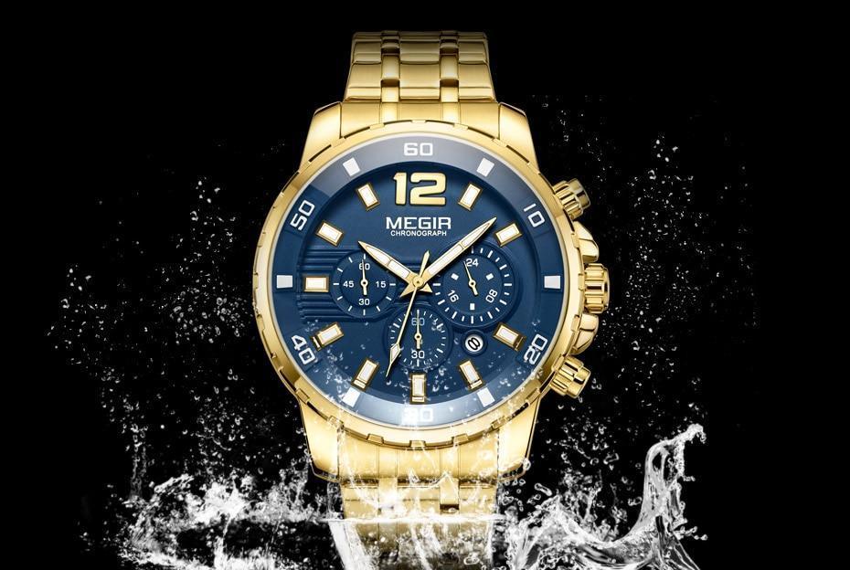 Luxury Men's Gold Quartz Analogue Wristwatch