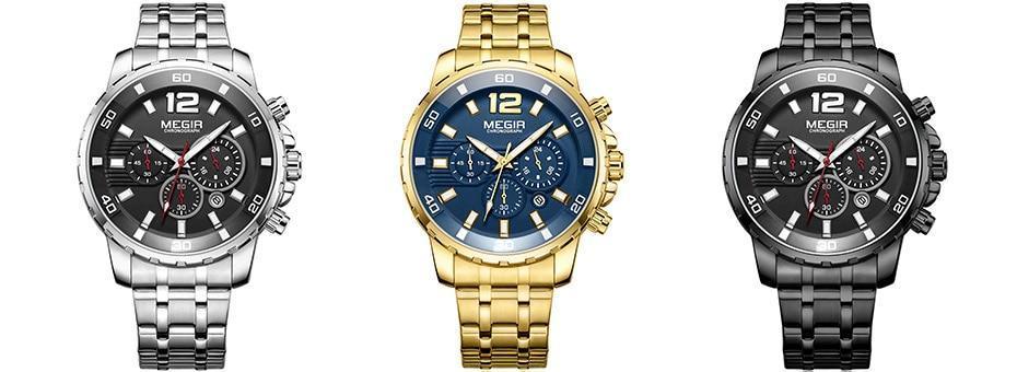 Luxury Men's Gold Quartz Analogue Wristwatch