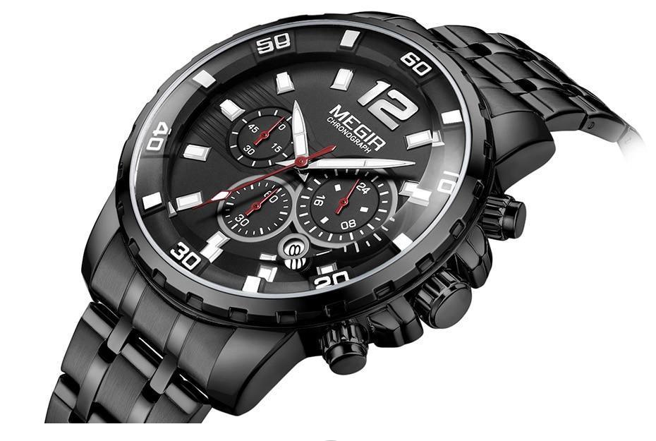 Luxury Men's Gold Quartz Analogue Wristwatch